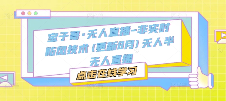 宝子哥·无人直播-非实时防风技术(更新25年5月)无人半无人直播 - 冒泡网项目