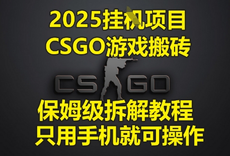 2025挂G项目，CSGO游戏搬砖，保姆级拆解教程，只用手机就可操作 - 冒泡网项目