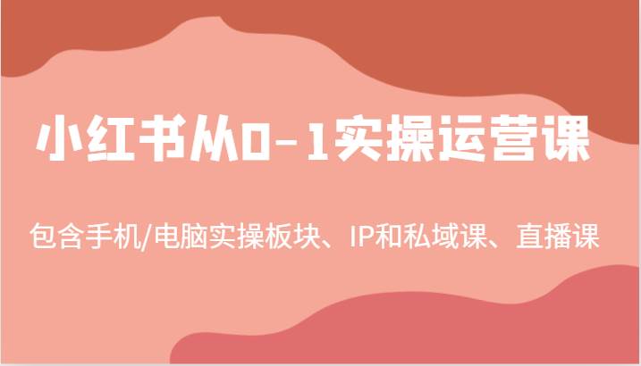 小红书从0-1实操运营课，包含手机/电脑实操板块、IP和私域课、直播课 - 福缘网项目