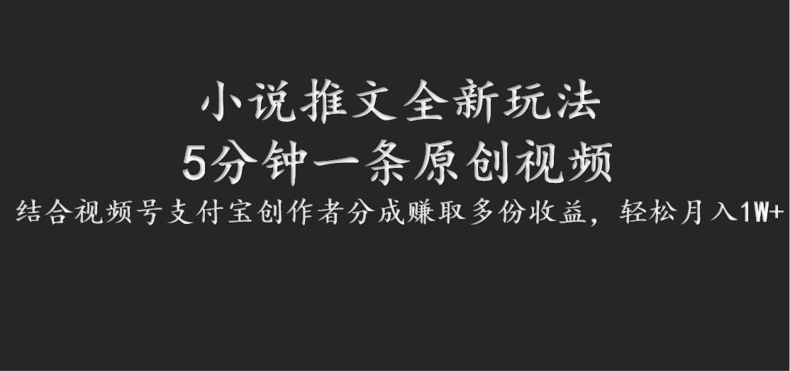 小说推文全新玩法，5分钟一条原创视频，结合视频号支付宝创作者分成赚取多份收益 - 福缘网项目