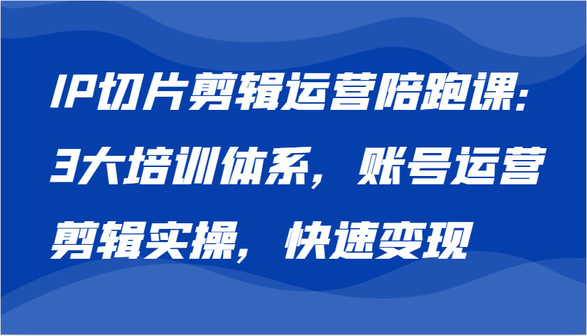 IP切片剪辑运营陪跑课，3大培训体系：账号运营 剪辑实操 快速变现 - 福缘网项目