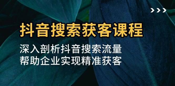 抖音搜索获客课程：深入剖析抖音搜索流量，帮助企业实现精准获客 - 福缘网项目