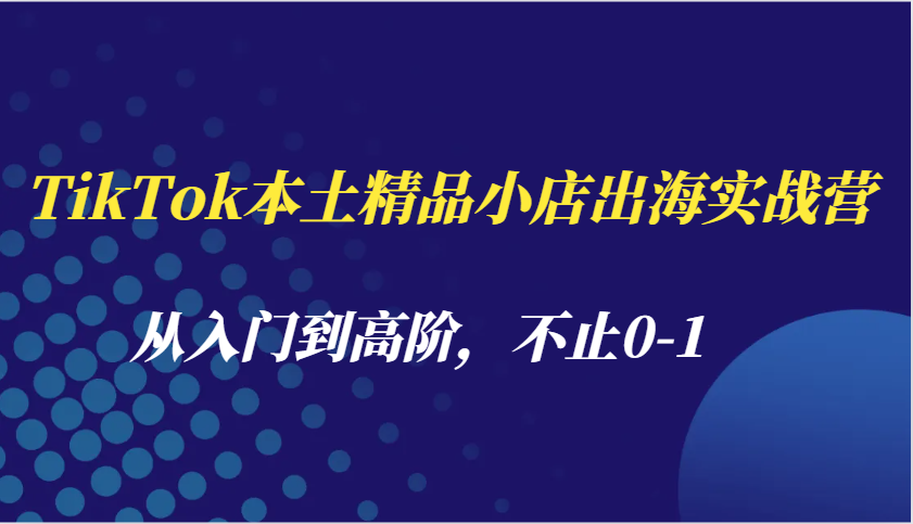TikTok本土精品小店出海实战营，从入门到高阶，不止0-1 - 福缘网项目