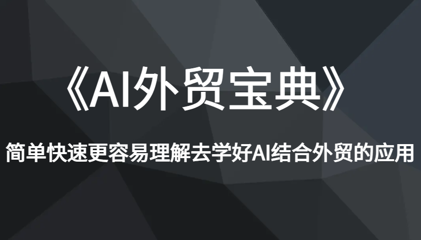 《AI外贸宝典》简单快速更容易理解去学好AI结合外贸的应用 - 福缘网项目