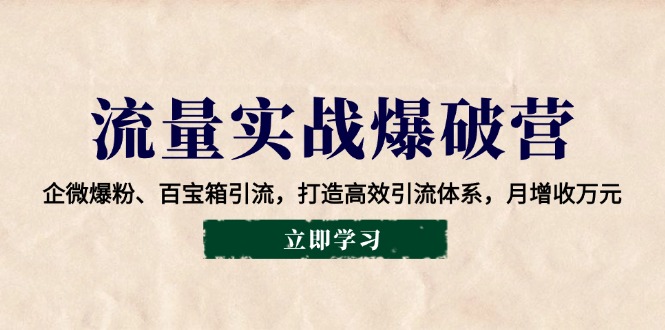 流量实战爆破营：企微爆粉、百宝箱引流，打造高效引流体系，月增收万元 - 福缘网项目