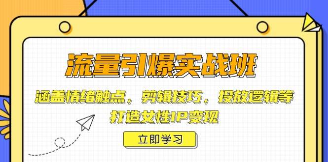 流量引爆实战班，涵盖情绪触点，剪辑技巧，投放逻辑等，打造女性IP变现 - 福缘网项目