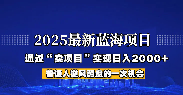 2025年蓝海项目，如何通过“网创项目”日入2000+ - 福缘网项目