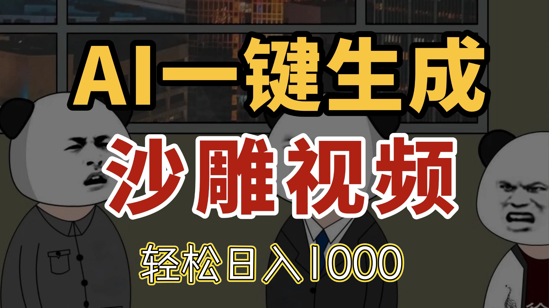 AI一键生成沙雕视频，一条视频千万播放，轻松日入1000 - 中创网项目