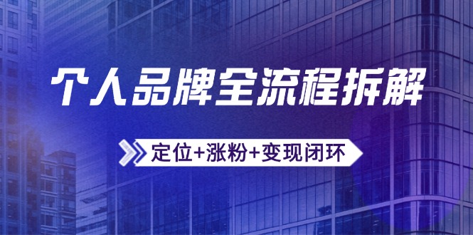 个人品牌全流程拆解：定位+涨粉+变现闭环，微信生态运营与资源整合 - 中创网项目