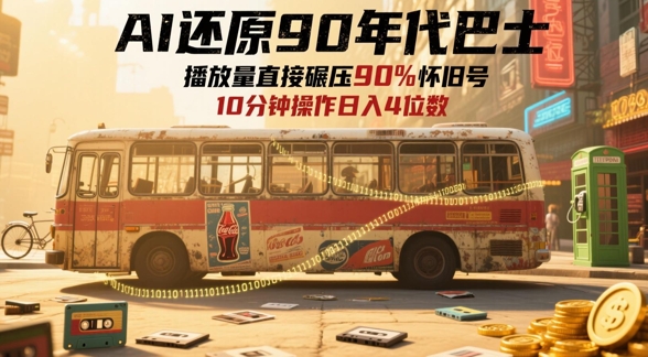 AI还原90年代巴士，一帧就让70后泪崩，播放量直接碾压90%怀旧号，每天操作十分钟，日入四位数 - 冒泡网项目