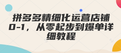 拼多多精细化运营店铺0-1，从零起步到爆单详细教程 - 冒泡网项目