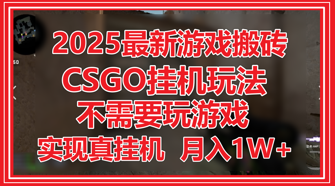 2025最新游戏搬砖，CSGO挂机，不需要玩游戏，实现真挂机，月入1W+ - 福缘网项目