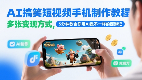 AI搞笑短视频手机制作教程，多张变现方式，5分钟教会你用AI做不一样的西游记 - 冒泡网项目