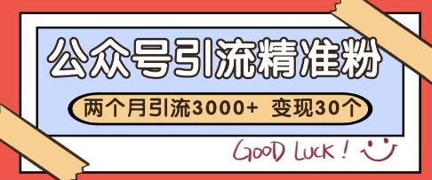 公众号精准粉引流玩法，2个月3000+精准粉，变现30个W - 冒泡网项目
