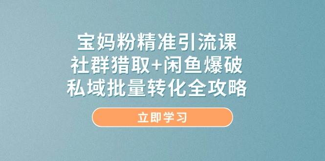 宝妈粉精准引流课，社群猎取+闲鱼爆破，私域批量转化全攻略 - 福缘网项目