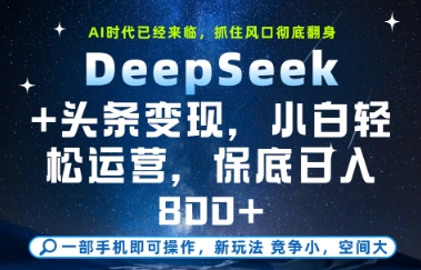 DeepSeek+头条变现，保姆级教学，小白轻松上手，日入8张+ - 冒泡网项目