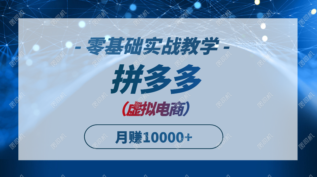 拼多多虚拟电商，零基础实战教学，快速打爆商品，新手也能月入10000+ - 中创网项目