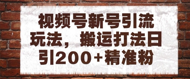 视频号新号引流玩法，搬运打法日引200+精准粉，可矩阵放大 - 冒泡网项目