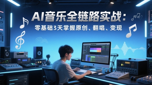 AI音乐全链路实战变现课：零基础3天掌握原创、翻唱、变现 - 冒泡网项目