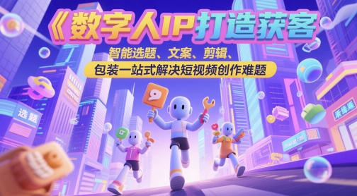 数字人IP打造获客变现实操课，智能选题、文案、剪辑、包装一站式解决短视频创作难题 - 冒泡网项目