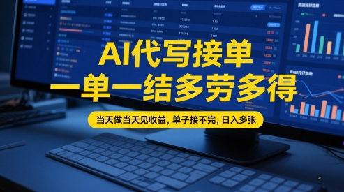 AI代写接单，一单一结多劳多得，当天做当天见收益，单子接不完，日入多张【全网最全实操课程】 - 冒泡网项目