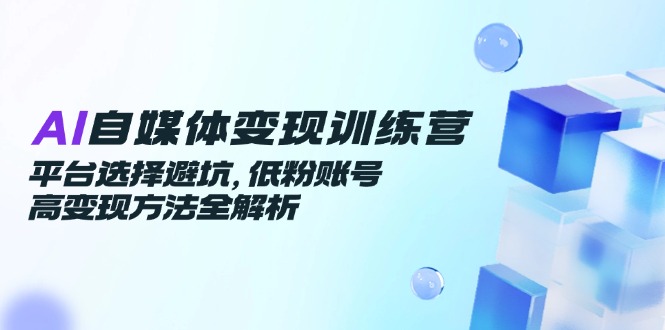 AI自媒体变现训练营，平台选择避坑，低粉账号高变现方法全解析 - 中创网项目