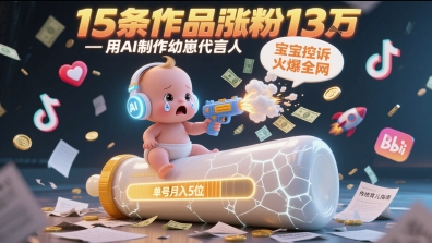 用AI制作幼崽代言人，宝宝的控诉火爆全网，15条作品涨粉13W，单号月入5位数实操教程 - 冒泡网项目