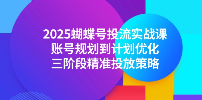 2025蝴蝶号投流实战课，账号规划到计划优化，三阶段精准投放策略 - 中创网项目