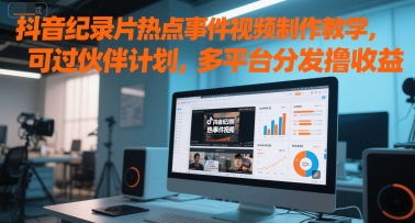抖音纪录片热点事件视频制作教学，可过伙伴计划，多平台分发撸收益 - 冒泡网项目