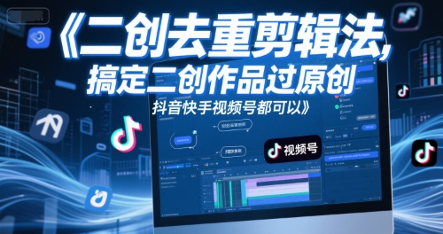 短视频二创去重剪辑法，搞定二创作品过原创，抖音快手视频号都可以 - 冒泡网项目