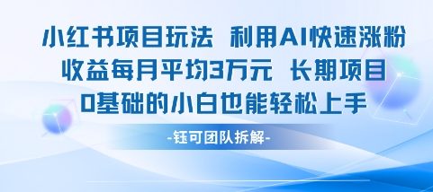 适合小白操作的小红书新项目，利用AI快速涨粉，收益每月平均1W+ - 冒泡网项目