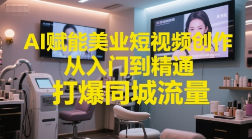 AI赋能美业短视频创作，从入门到精通，打爆同城流量，超级AI工具短视频实操落地 - 冒泡网项目