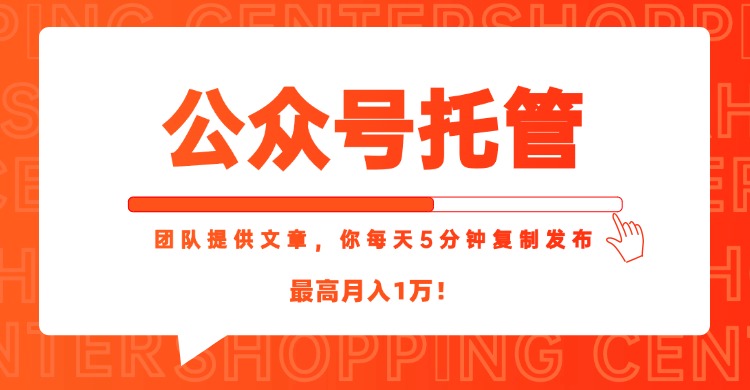 【公众号托管 】我提供文章，你每天５分钟复制发布，最高月入1W - 中创网项目