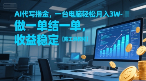 AI代写撸金，一台电脑轻松月入1-3W，做一单结一单，收益稳定【附工具教程】 - 冒泡网项目