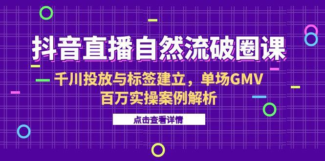 抖音直播自然流破圈课-6月，千川投放与标签建立，单场GMV百万实操案例解析 - 中创网项目