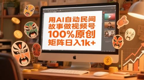 用AI自动民间故事做视频号，100%原创，矩阵日入1k+ - 冒泡网项目