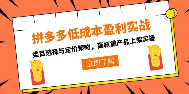 拼多多低成本盈利实战，类目选择与定价策略，高权重产品上架实操 - 中创网项目