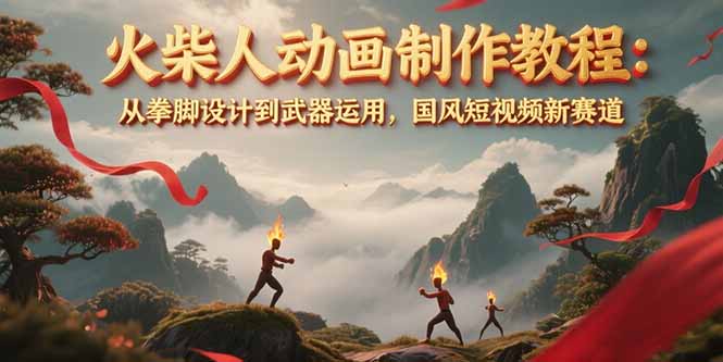 火柴人动画制作教程：从拳脚设计到武器运用，国风短视频新赛道 - 中创网项目