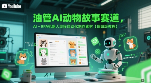 油管AI动物故事赛道，AI+RPA机器人流程自动化制作素材【保姆级教程】 - 冒泡网项目