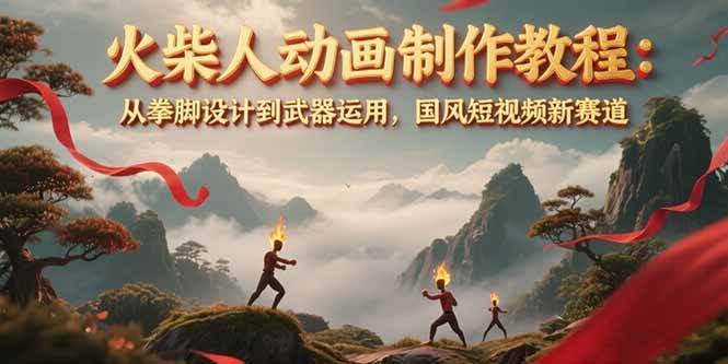 火柴人动画制作教程：从拳脚设计到武器运用，国风短视频新赛道 - 福缘网项目