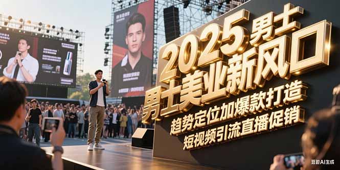 2025男士美业新风口，趋势定位加爆款打造，短视频引流直播促销 - 中创网项目