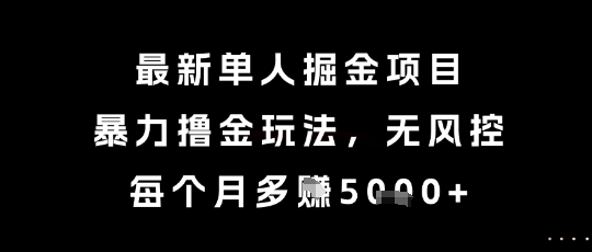 最新单人掘金项目，暴力撸金玩法，无风控，每个月多挣5k+ - 冒泡网项目