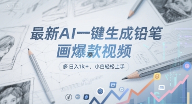最新AI一键生成铅笔画爆款视频，多平台分发，日 入1k+，小白轻松上手 - 冒泡网项目