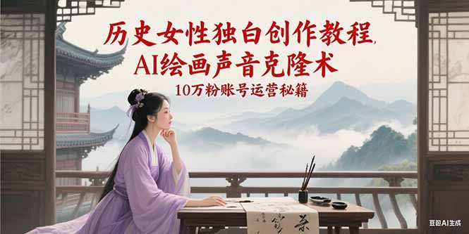 历史女性独白创作教程，AI绘画声音克隆术，10万粉账号运营秘籍 - 福缘网项目