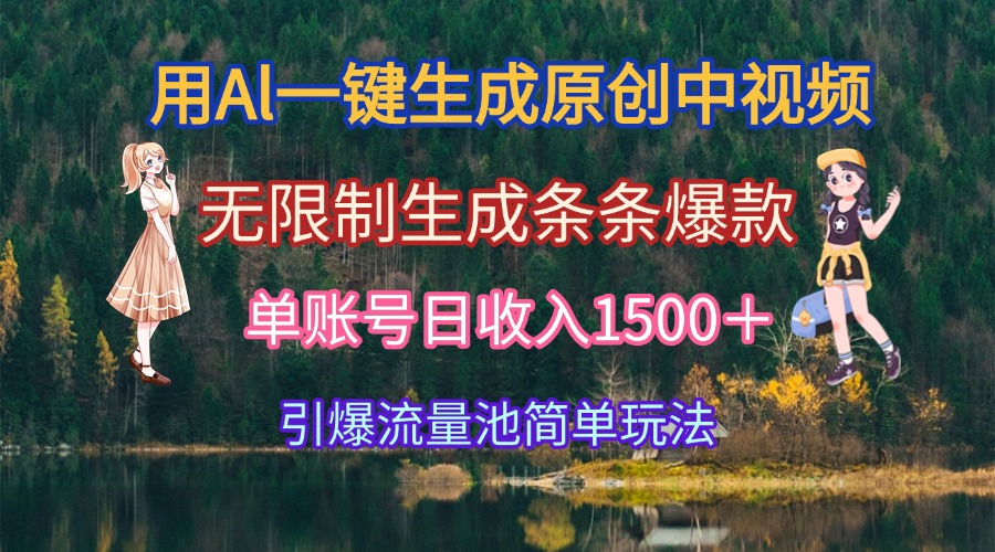用Al一键生成原创中视频，无限制生成条条爆款，单账号日收入1500＋引爆... - 中创网项目
