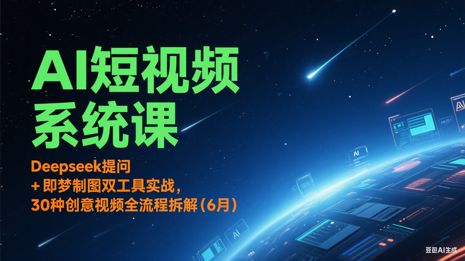 AI短视频系统课：Deepseek提问 + 即梦制图双工具实战，30种创意视频全流程拆解(6月) - 福缘网项目