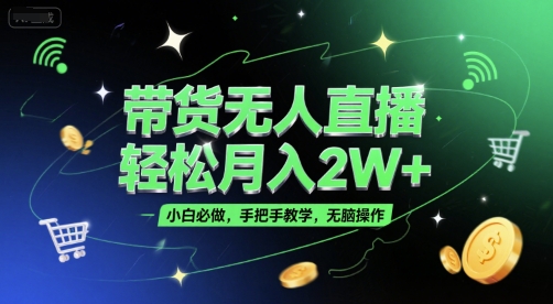 带货无人直播，轻松月入2W+，小白必做，手把手教学，无脑操作(附学习资料) - 冒泡网项目