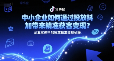 中小企业如何通过投放抖加带来精准获客变现？企业实体抖加投放精准变现秘籍 - 冒泡网项目