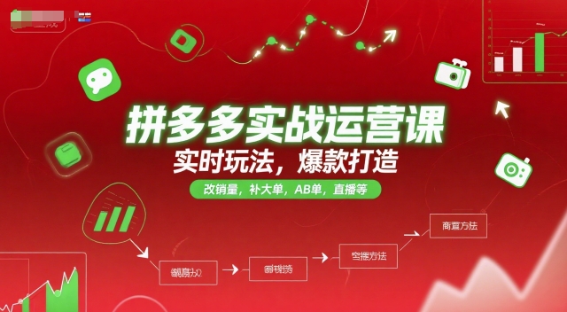 拼多多实战运营课，实时玩法，爆款打造，改销量，补大单，AB单，直播等（更新2025月） - 冒泡网项目