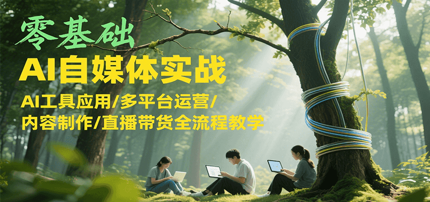 零基础AI自媒体实战，AI工具应用/多平台运营/内容制作/直播带货全流程教学 - 福缘网项目